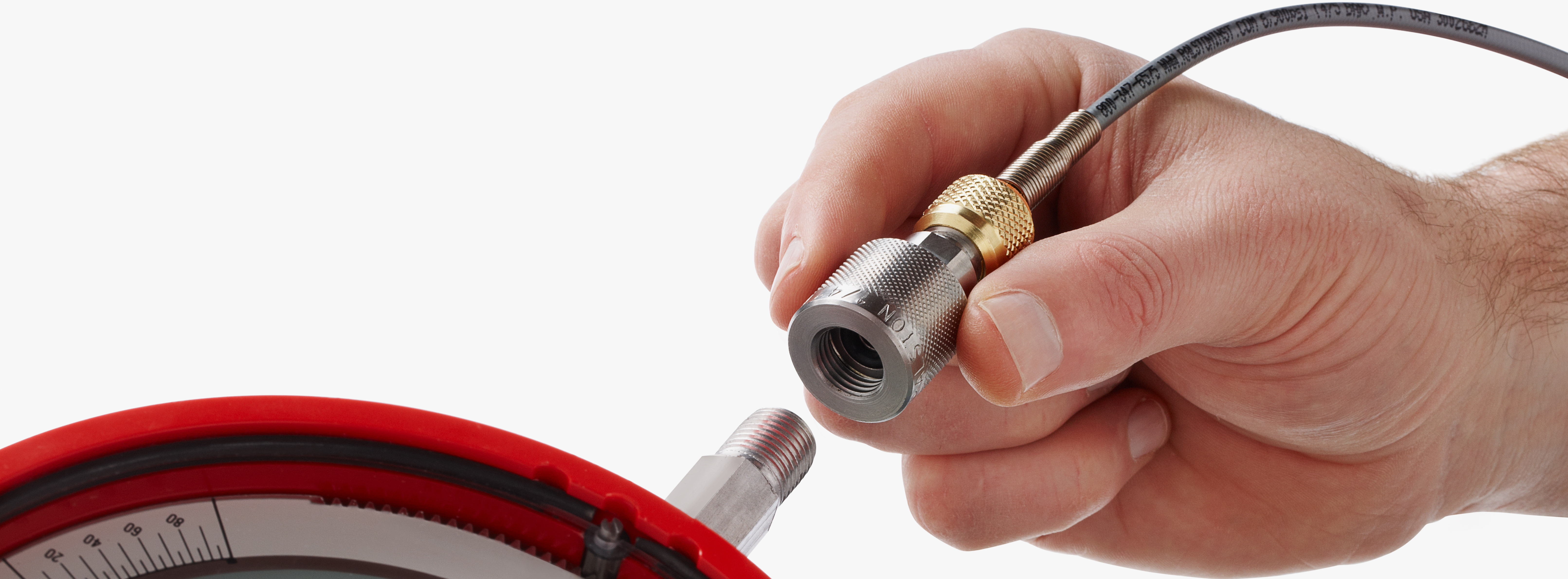 Ralston Quick-test hose connecting to a gauge without tools