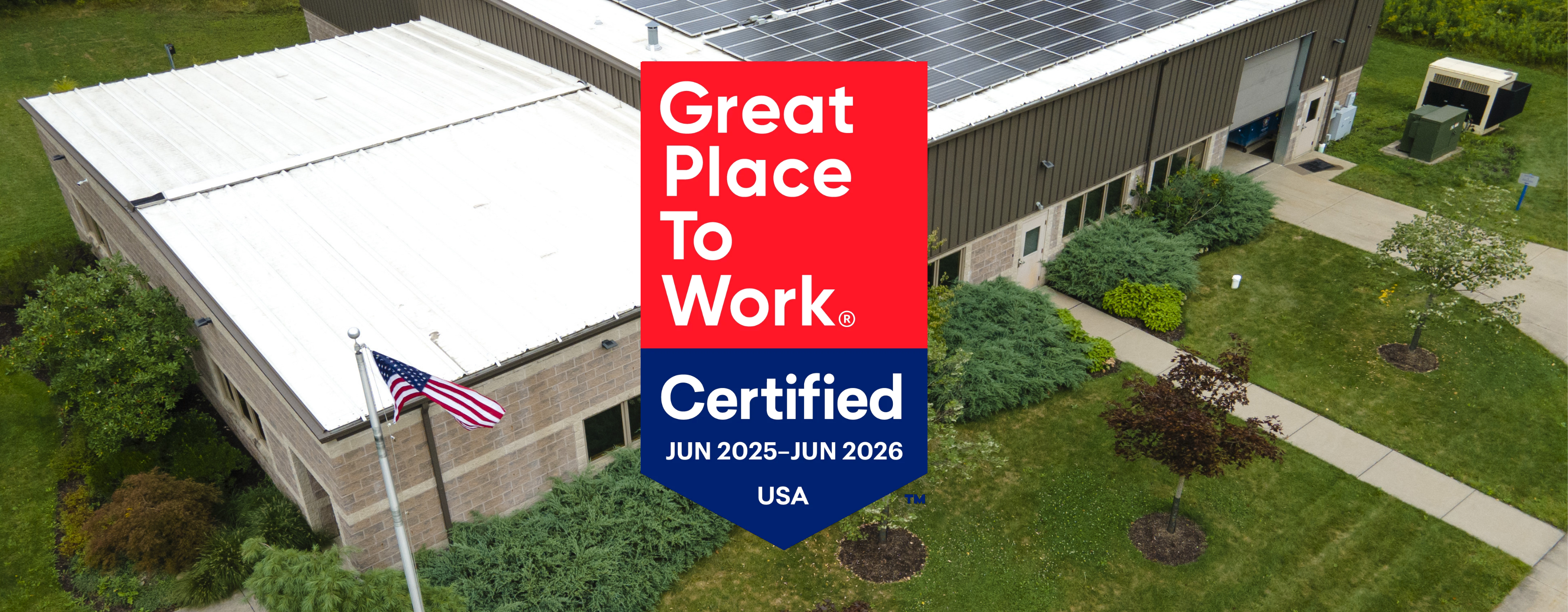 Ralston Instruments building with 2025–2026 Great Place to Work®, celebrating 3 years of certified workplace culture in Ohio.