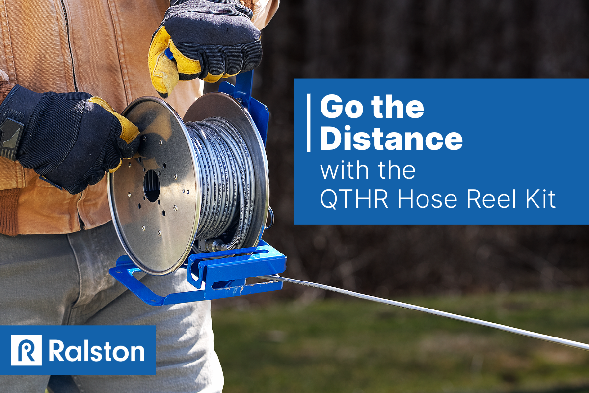 Go the Distance with the QTHR Hose Reel Kit for efficient transmitter calibration in remote locations.
